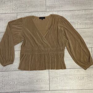 Eloquii Brown Textured Blouse